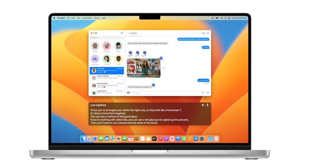 A laptop with a messenger app open on it