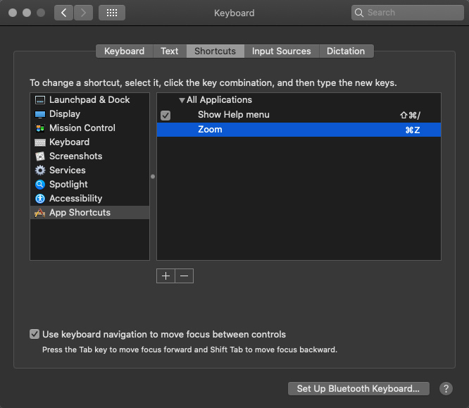 A screenshot of a computer screen showing the keyboard settings