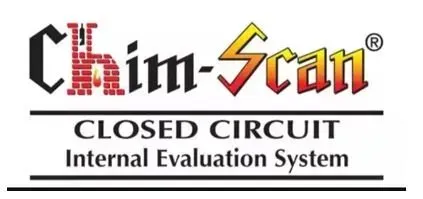 Chim-Scan logo with a chimney graphic and text Chim-Scan logo with a chimney graphic and text