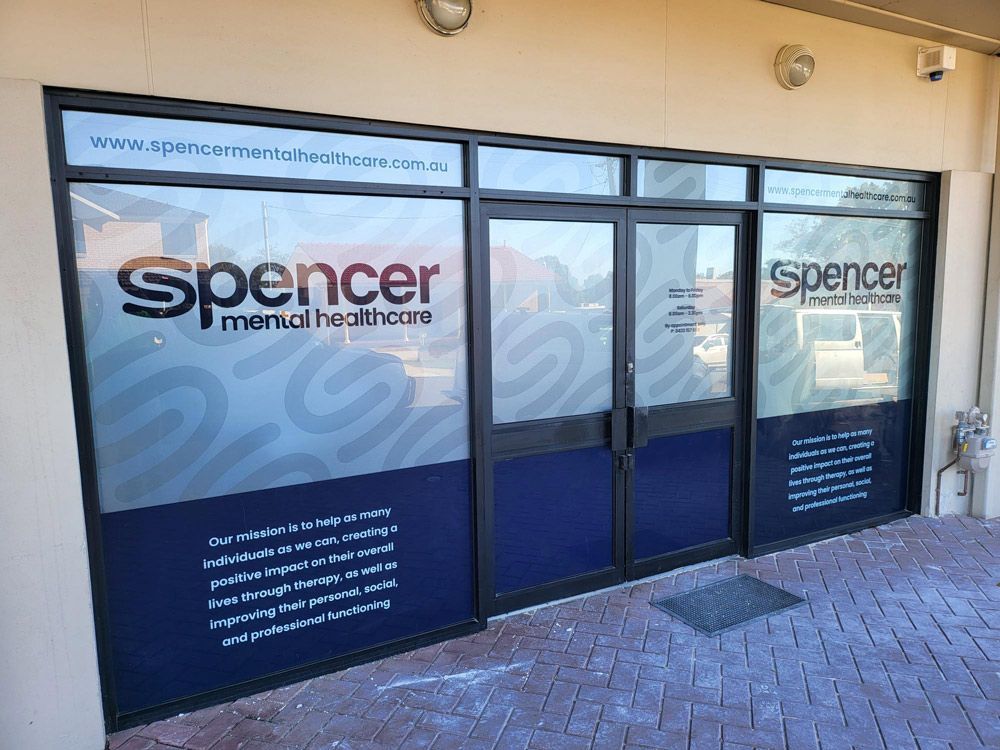 Spencer Mental Healthcare Window Vinyl — Signwriters in Coniston, NSW
