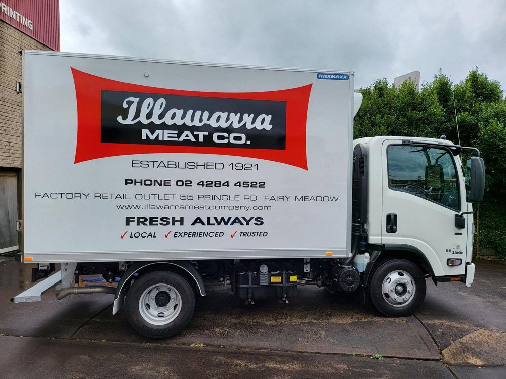 Illawara Meat Co Full Truck Vinyl — Signwriters in Coniston, NSW