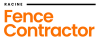 The logo for racine fence contractor is orange and black