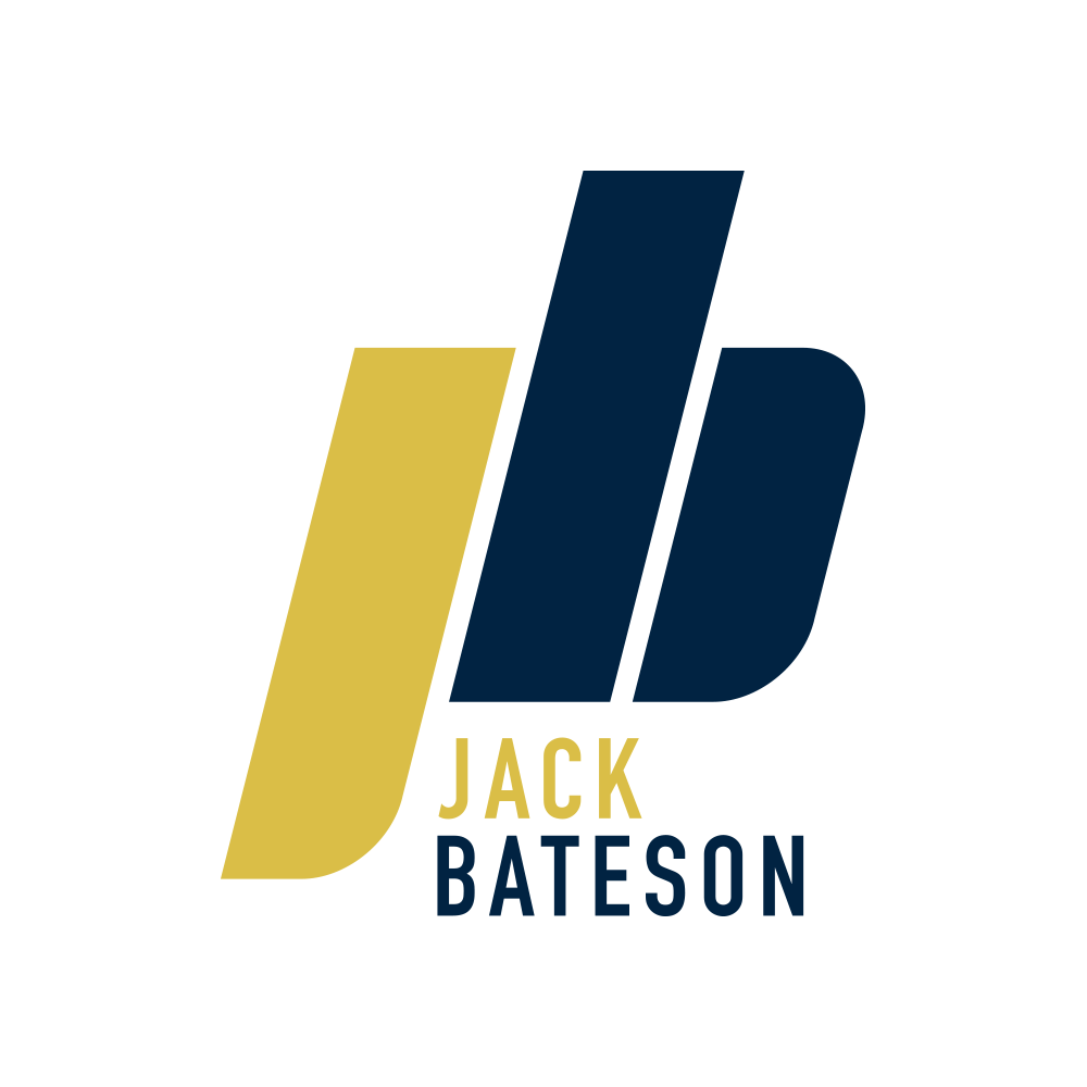 Gold and navy blue logo of the initials 