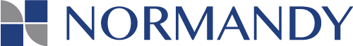 Normandy logo with a four-square icon in shades of gray and blue, and blue text "NORMANDY".