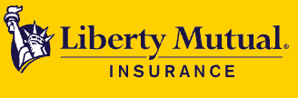 Liberty Mutual Insurance logo: Statue of Liberty icon with text on a yellow background.