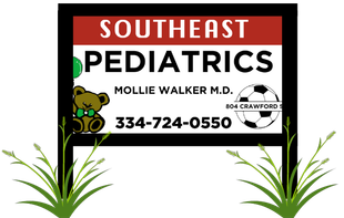 a sign that says southeast pediatrics on it