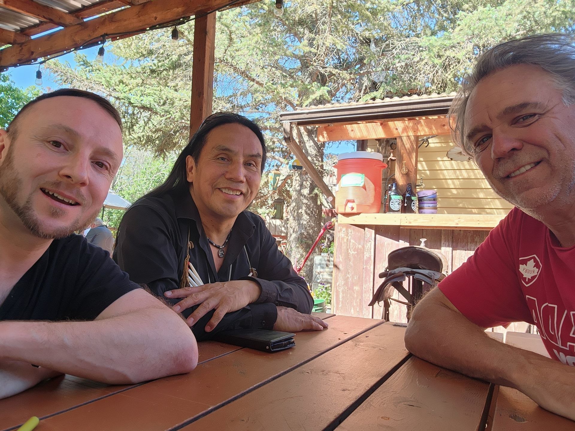 Last Chance Saloon, Drumheller, AB: Producers Ben Clayton and Gerald Auger with Matt Paproski.