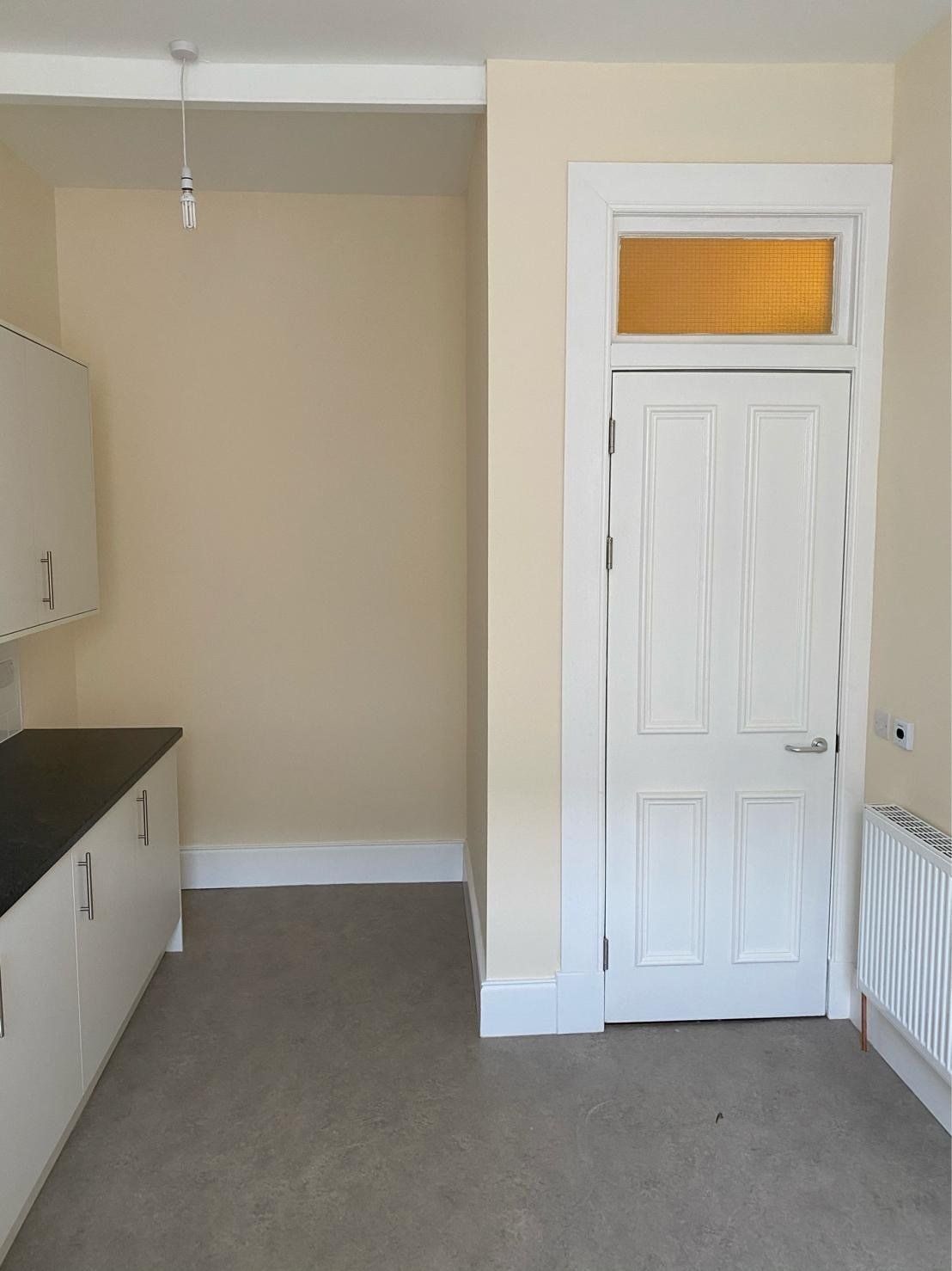 living space and white door