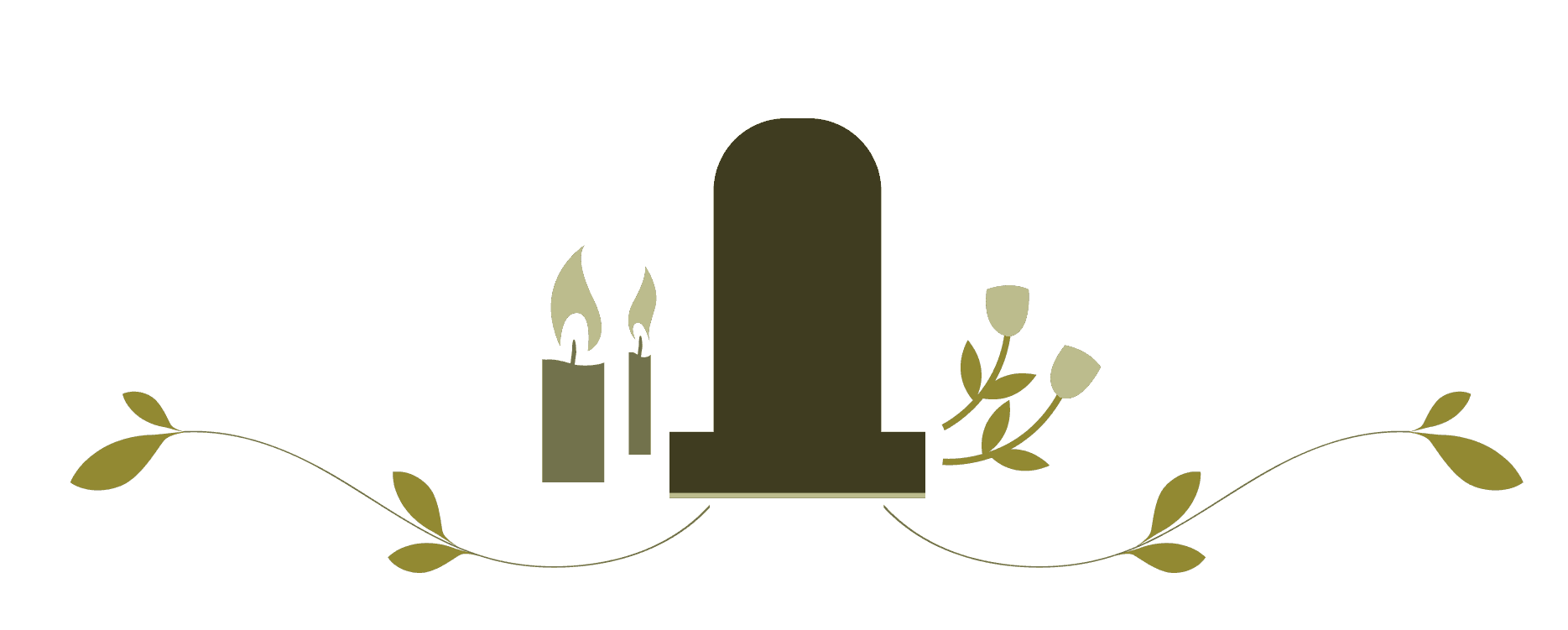 graphic of headstone and flowers