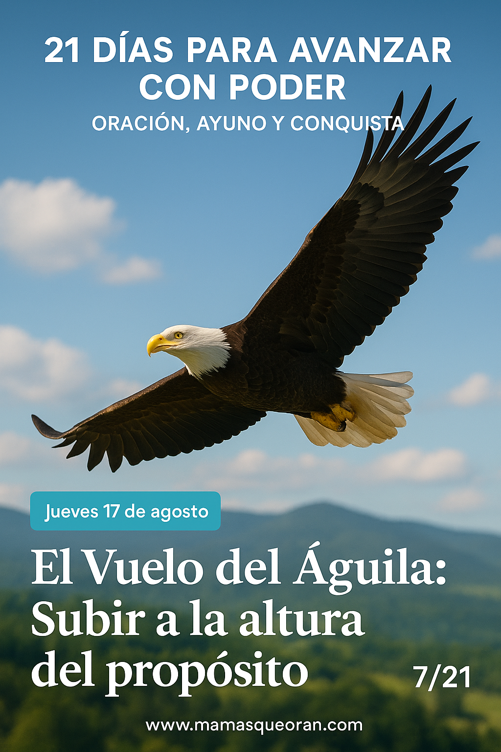 Hoy levanto mis alas como las águilas y con paso firme, majestuoso, guiado por el Espíritu Santo.