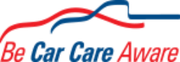 Be Car Care Aware logo with red and blue car outline above italic red and blue text | A-Tech Auto Repair