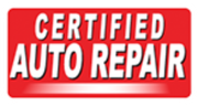 Red sign with white text reading “CERTIFIED AUTO REPAIR” | A-Tech Auto Repair