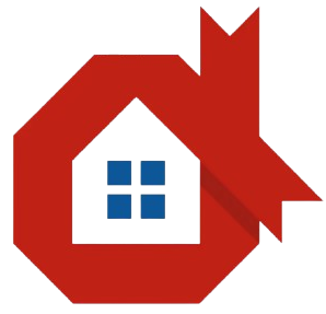 Un cercle rouge avec une maison à l'intérieur
