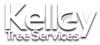 The white logo for Kelley Tree Services, featuring a leaf design inside the letter 'e'.
