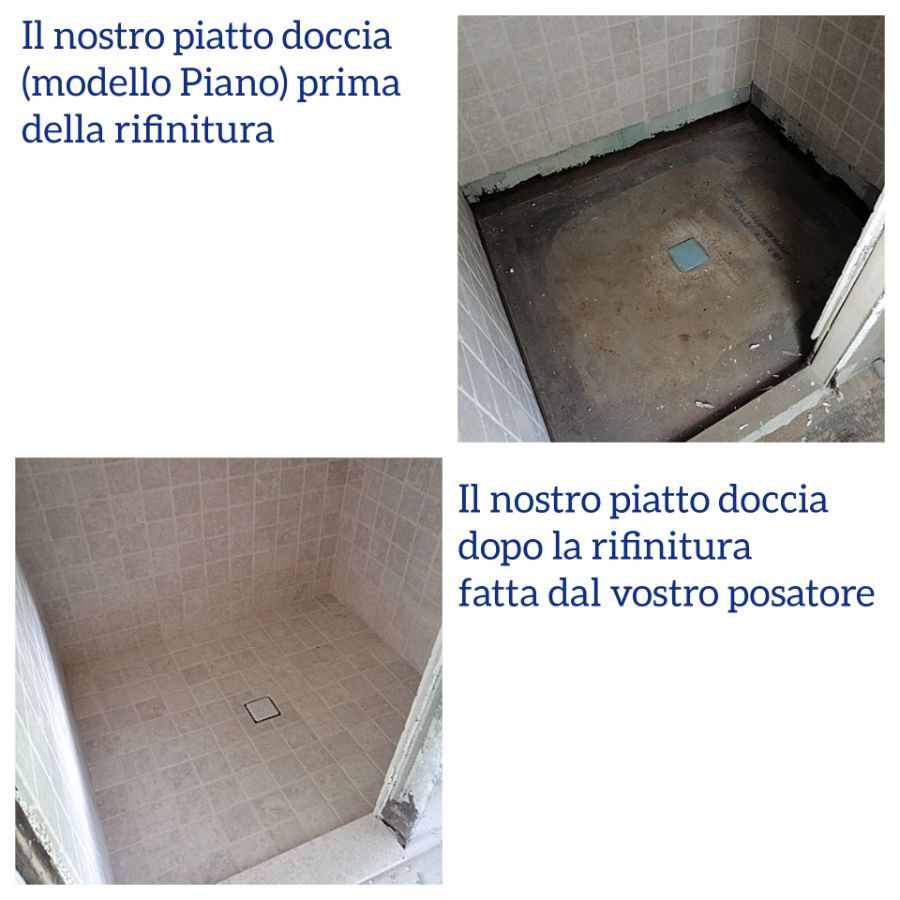 Shower tray before and after finishing