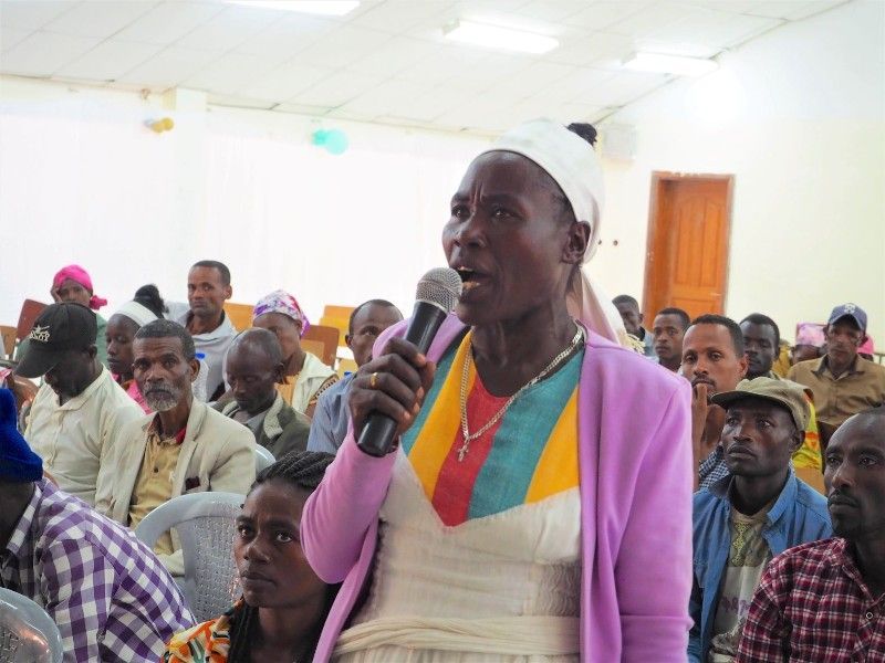 SHG women sharing comments at the Handover Ceremony