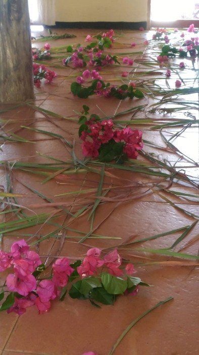 Decorations with flowers other than yellow daisies in rural areas