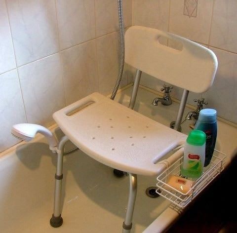 white bath chair