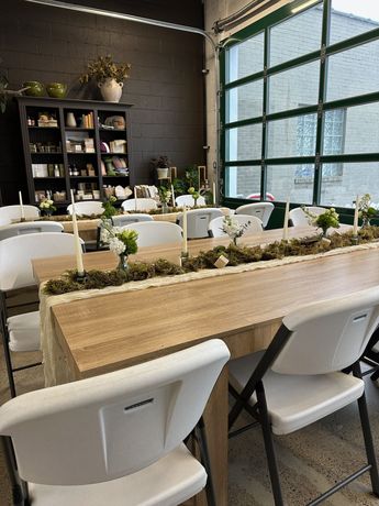 Indoor event setup and breakdown with rental tables and chairs in Logan Utah