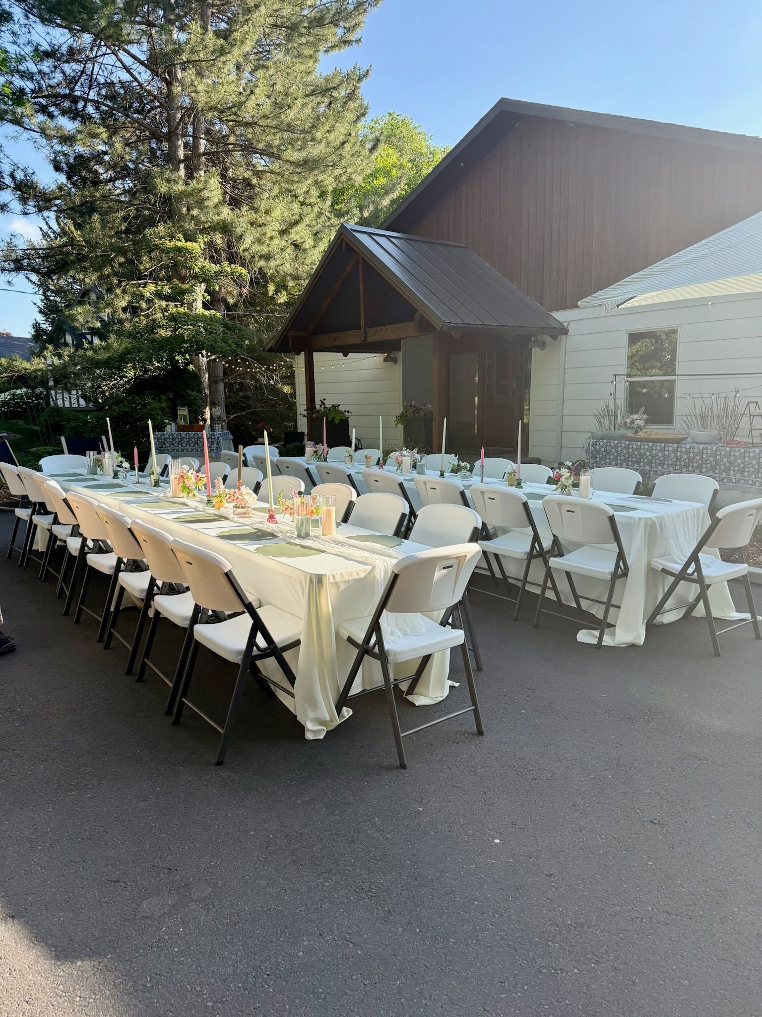 Outdoor table rentals set up for an event in Logan Utah