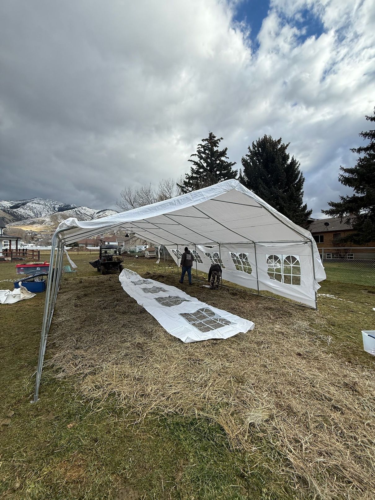 Outdoor tent and shade rental setup for an event in Logan Utah