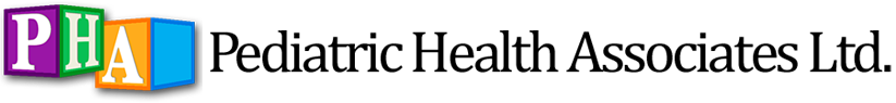 Logo of Pediatric Health Associates Ltd. with colorful building blocks spelling 