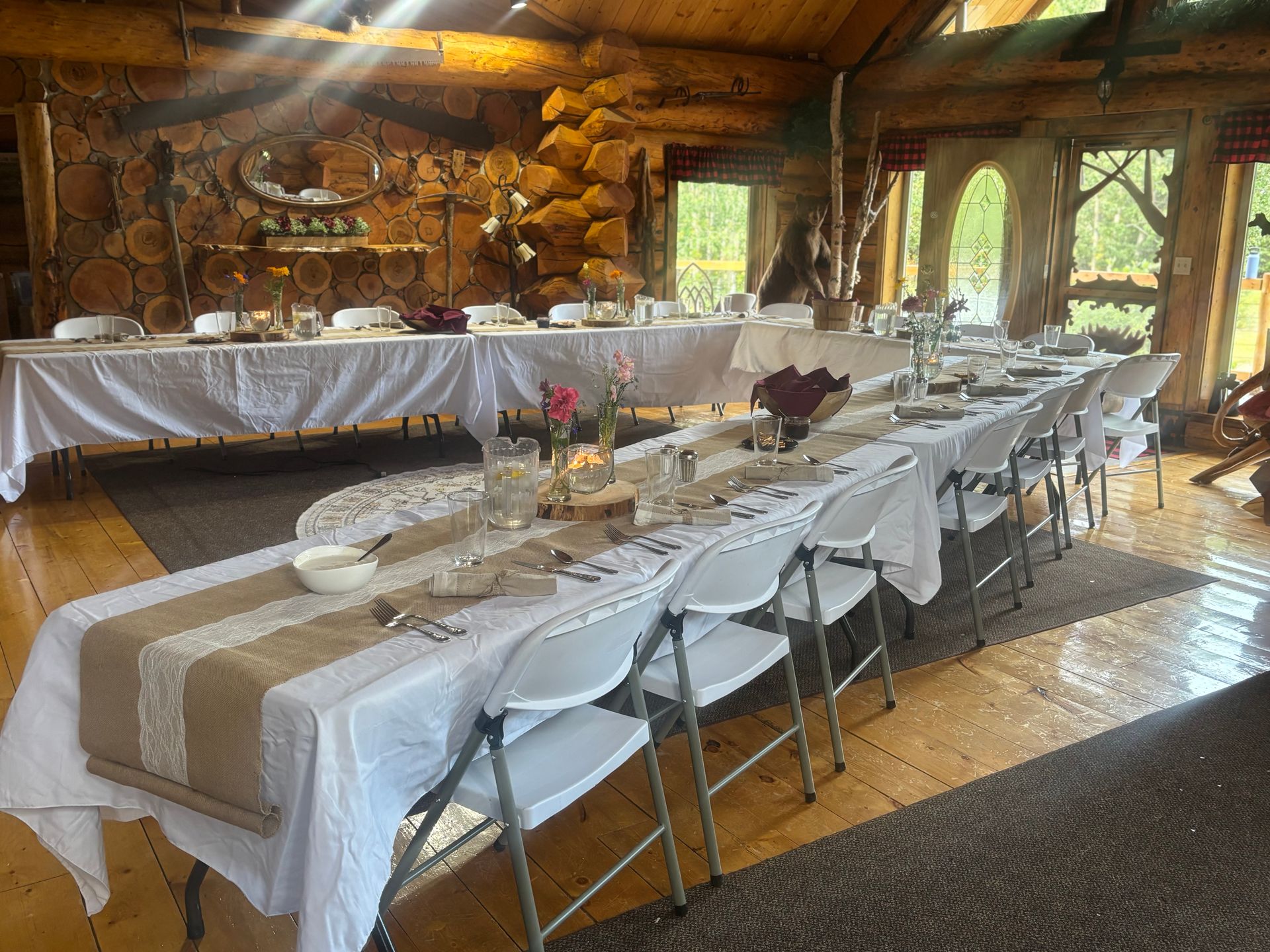 A foggy forest with trees covered in fog and clouds