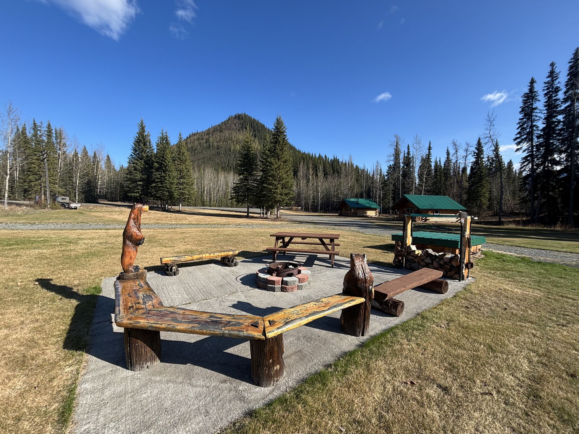 Fire pit at the Log Cabin Wilderness Lodge.