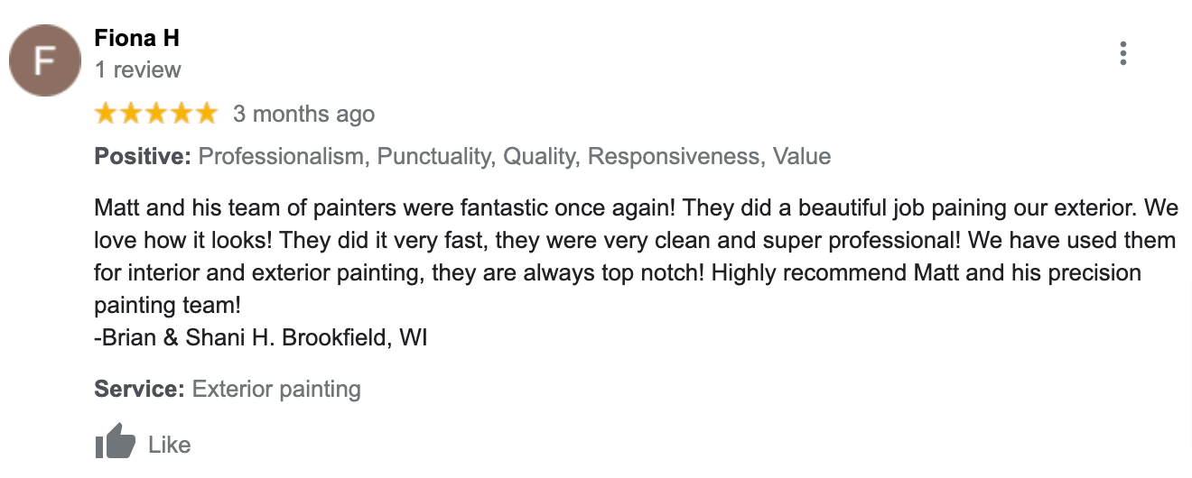 precision painting review from Google