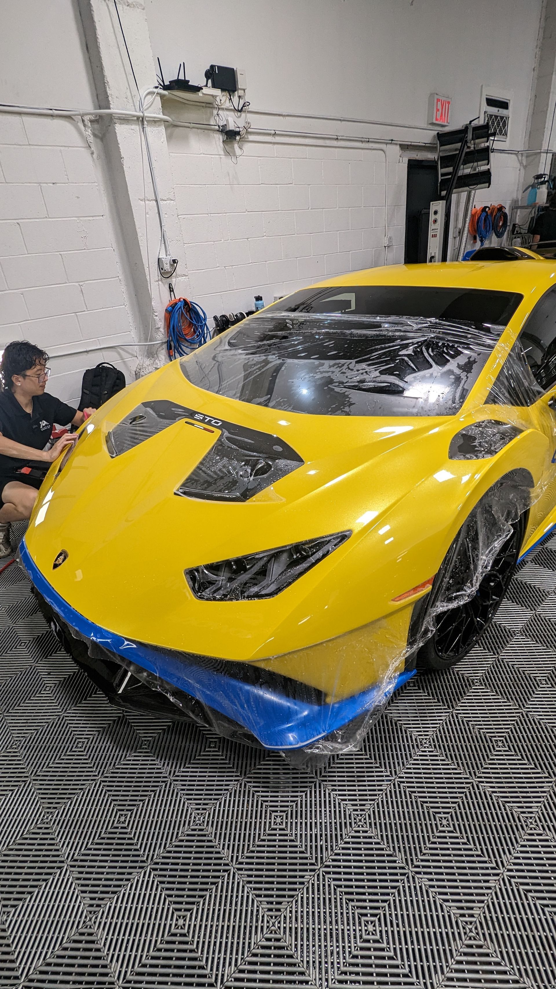 Full front PPF installation on a Lamborghini in West Babylon, NY