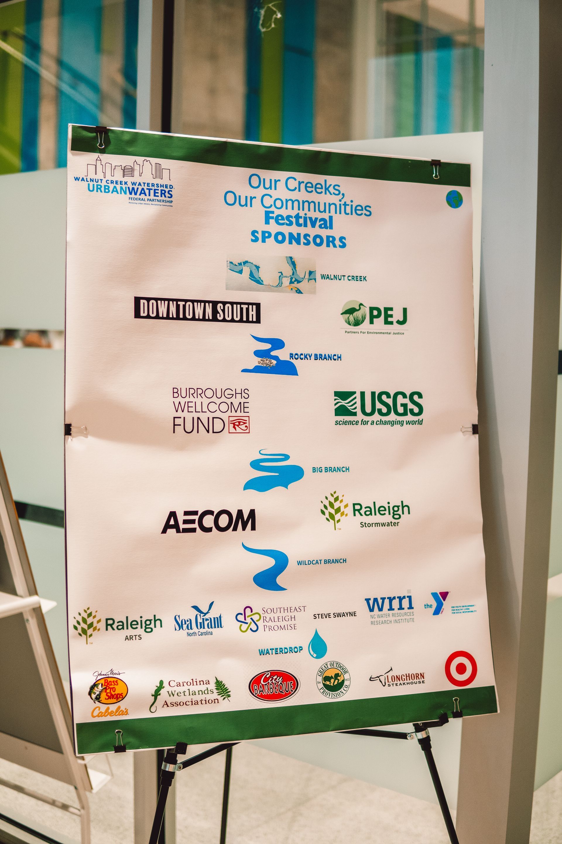 A white board with a lot of logos on it