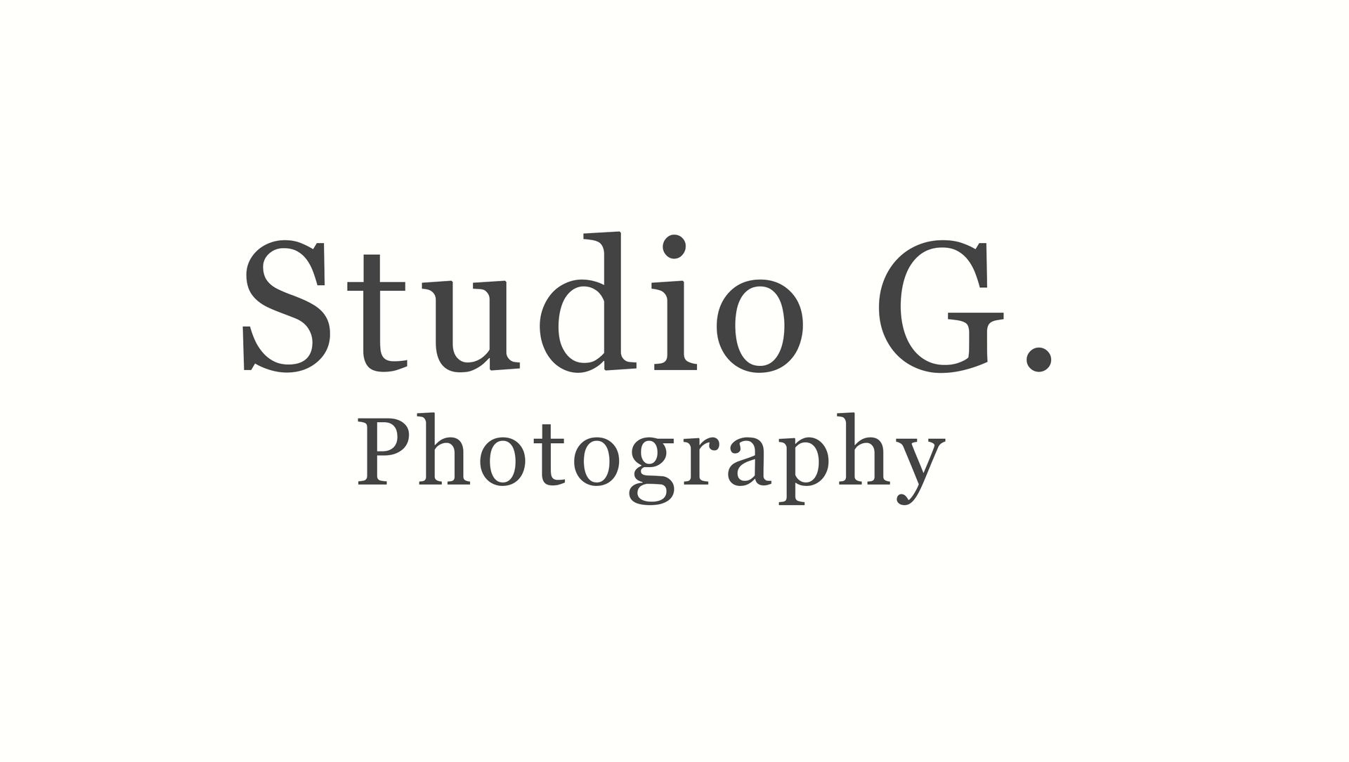 Logo for Studio G. Photography.  The G is representing the lens of the camera shape around it. 