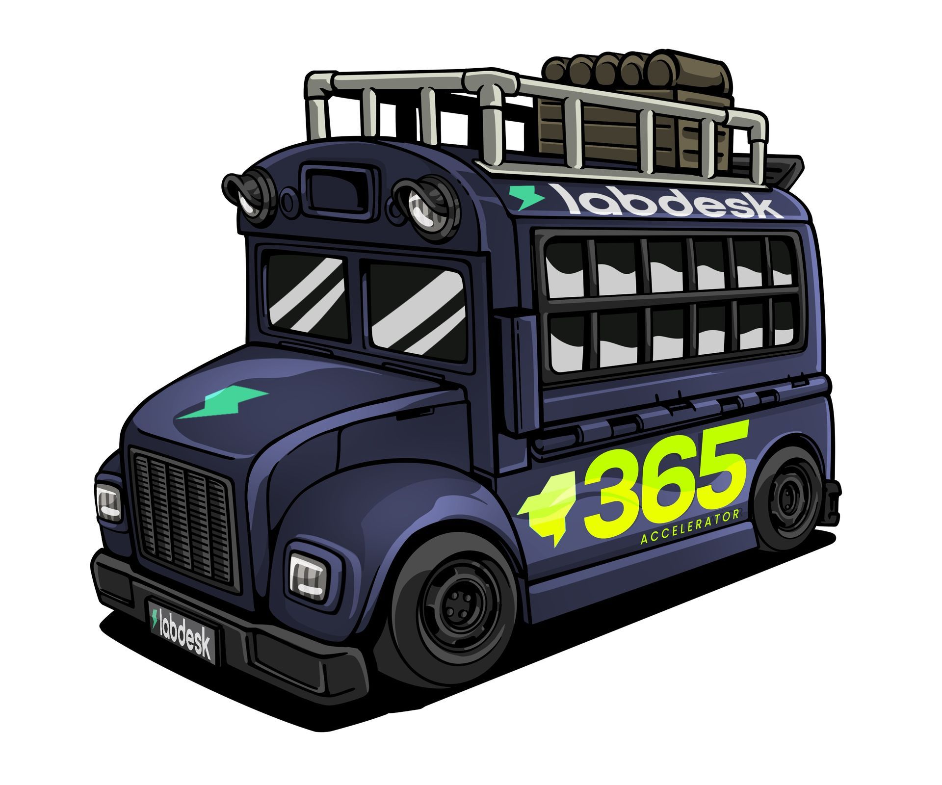 Dark blue bus with