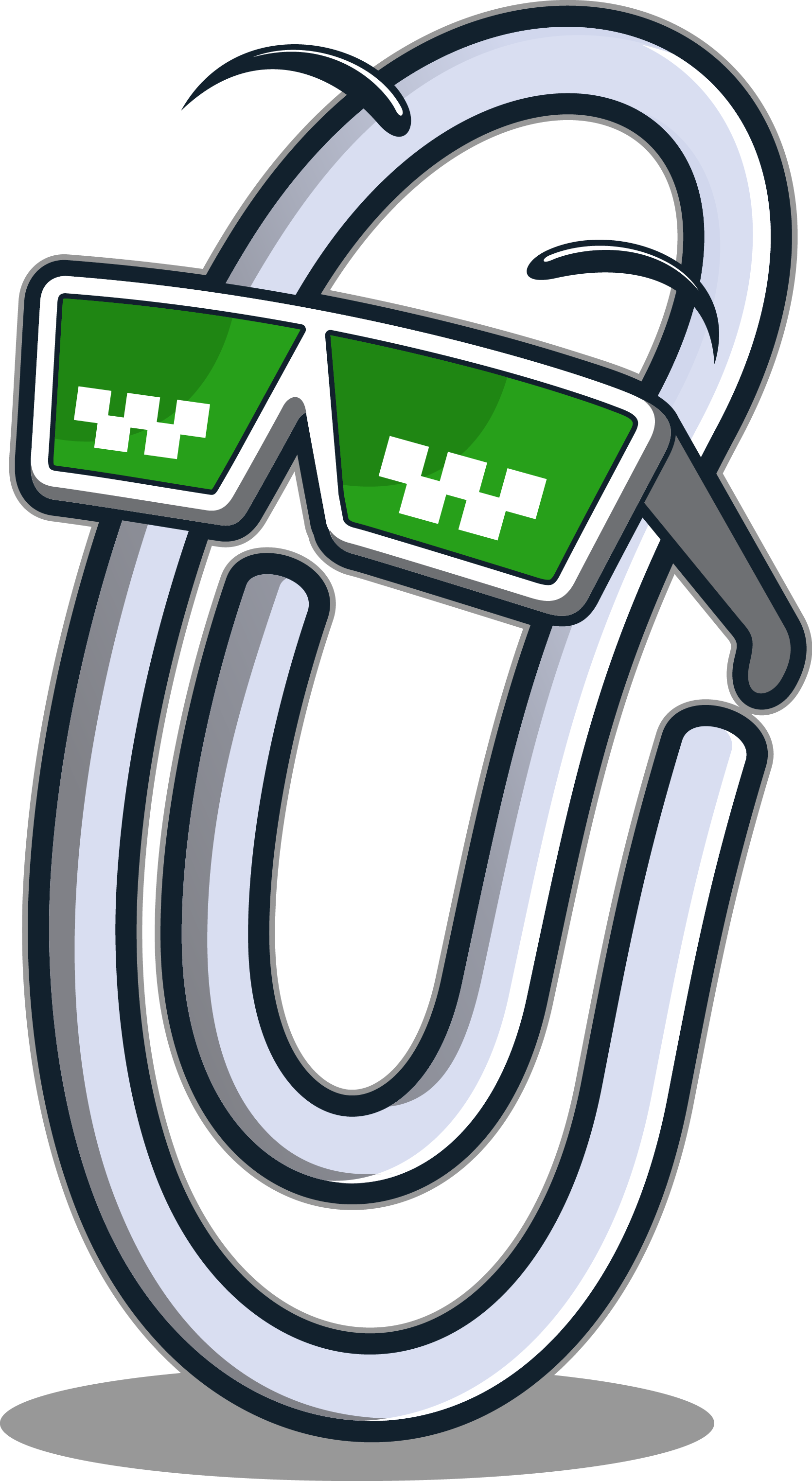 Cool cartoon paperclip wearing sunglasses.