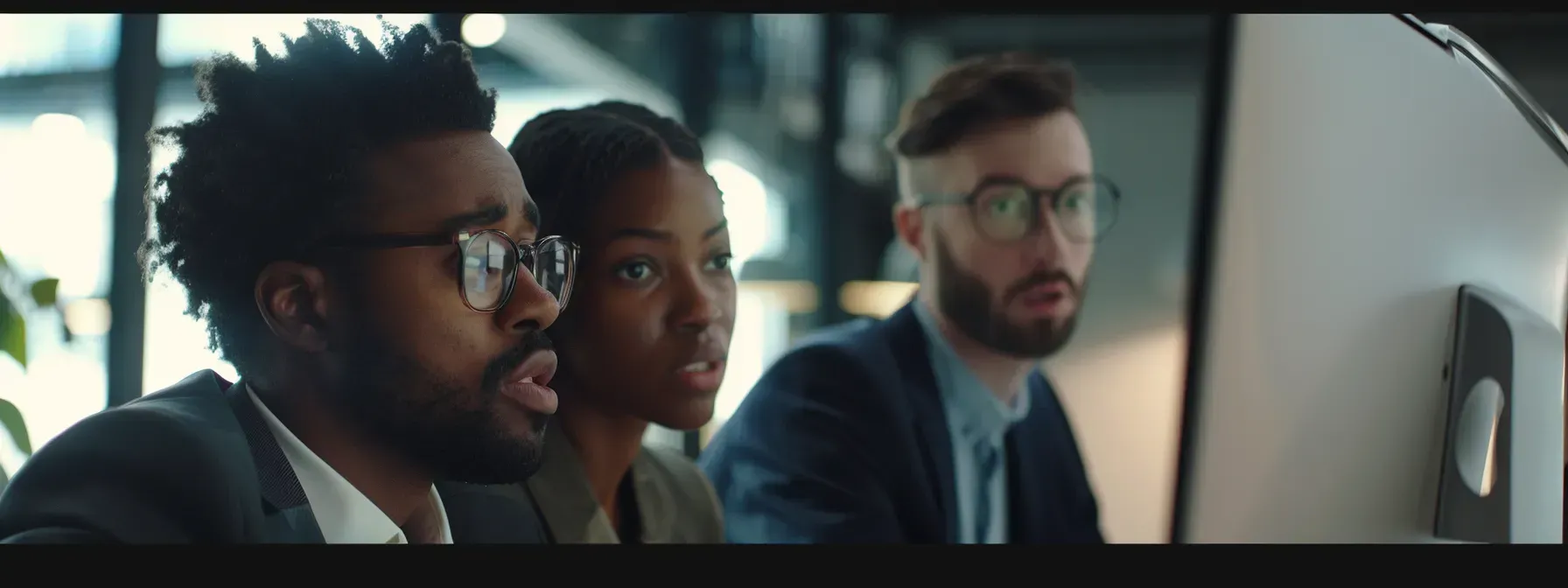 A group of people are looking at a computer screen.