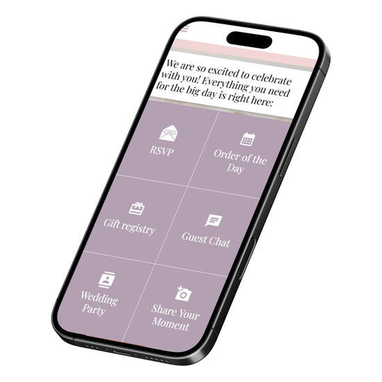 A cell phone with a wedding invitation on it.