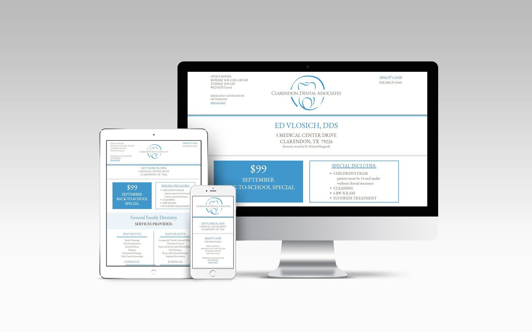Clarendon Dental Associates website design by C&B Marketing