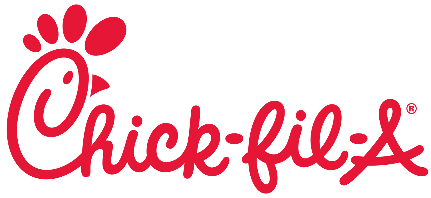 A red and white logo for chick-fil-a