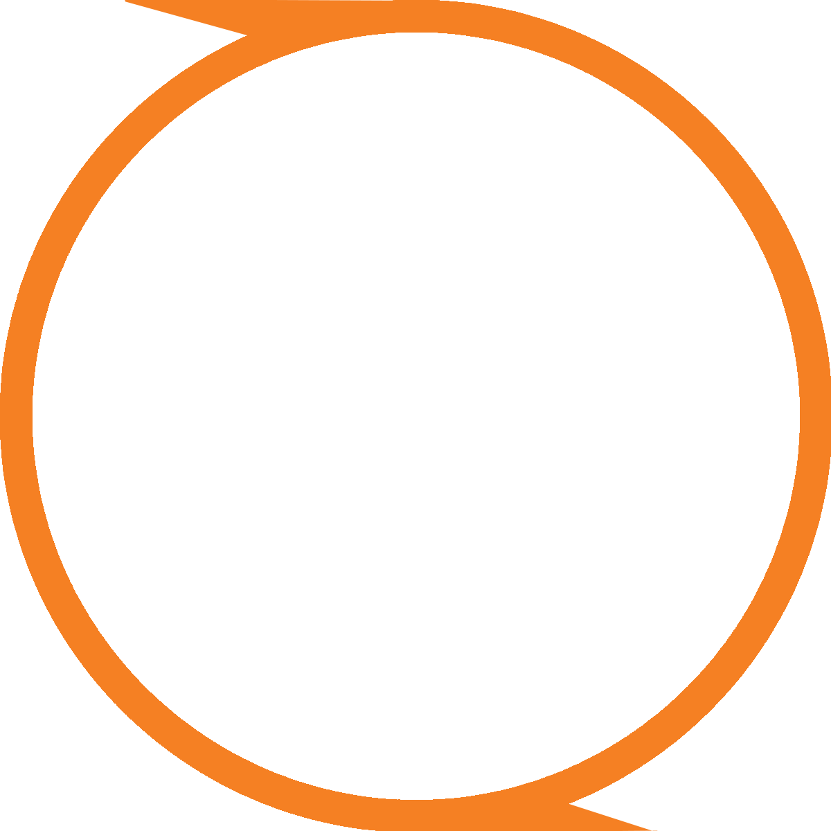 An orange circle with a swirl in the middle on a white background