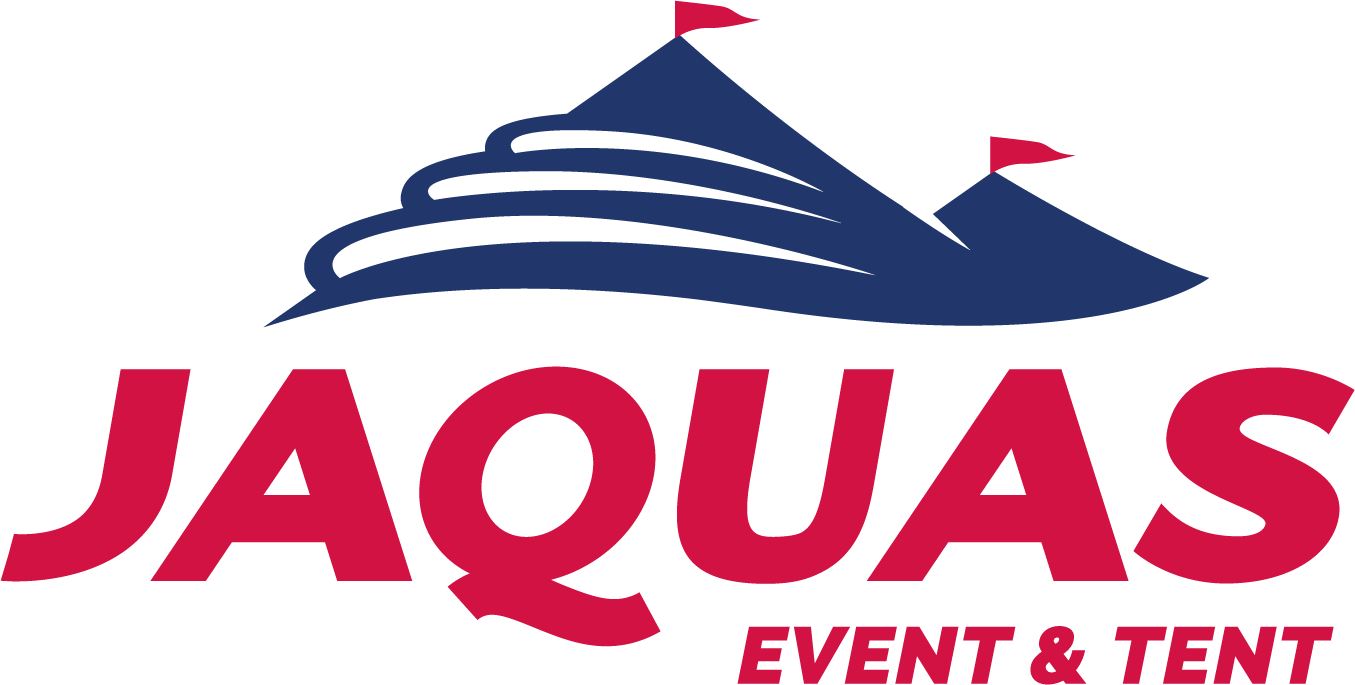 A logo for jaquas event and tent with a boat on it
