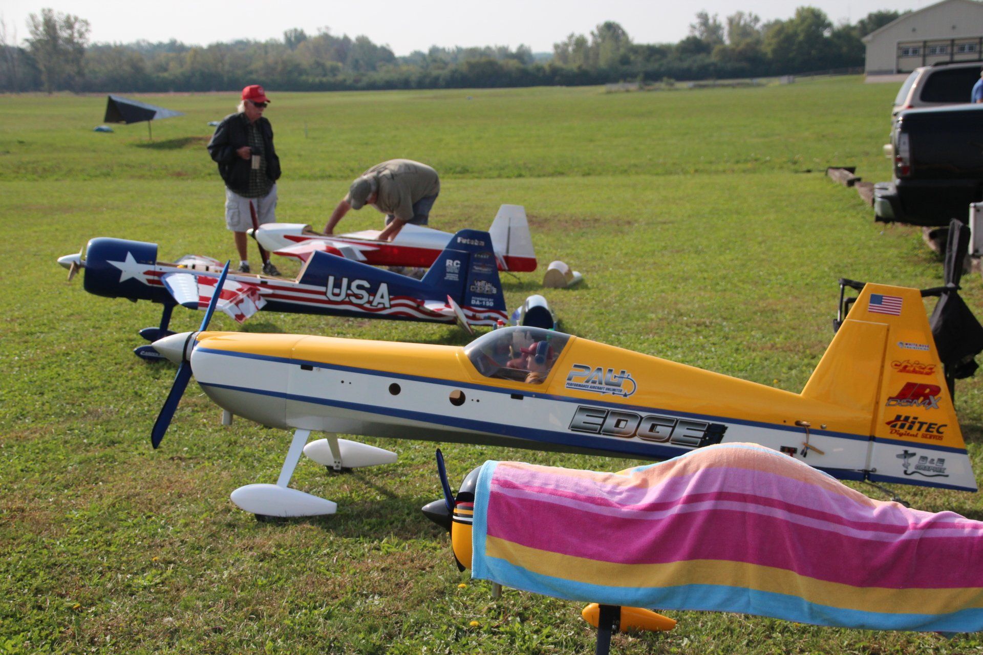 A yellow plane with the word usa on it