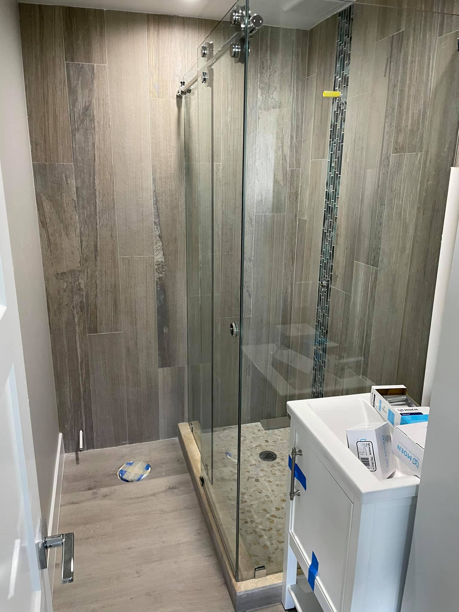Wooden Style Shower — Marathon, FL — All Keys Glass Inc