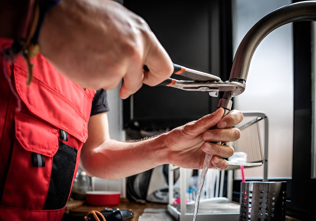 Plumber Tightening a Faucet With Pliers — JLH Plumbing, Gas & Roofing in South Nowra, NSW