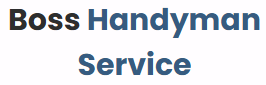 A logo for boss handyman service is shown on a white background