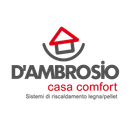 Logo D’Ambrosio Casa Comfort con tetto rosso e testo nero e rosso su fondo bianco