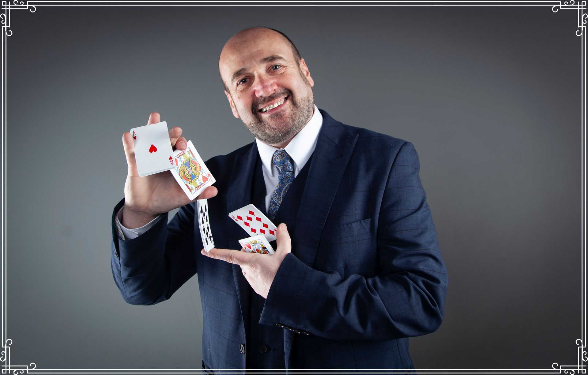 Paul Roberts proving he is a master at sleight of hand magic.