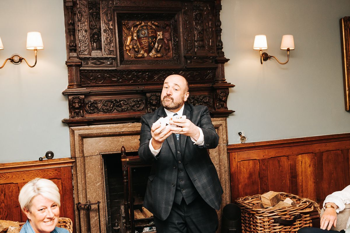 Paul Performing parlour type magic in Manchester.