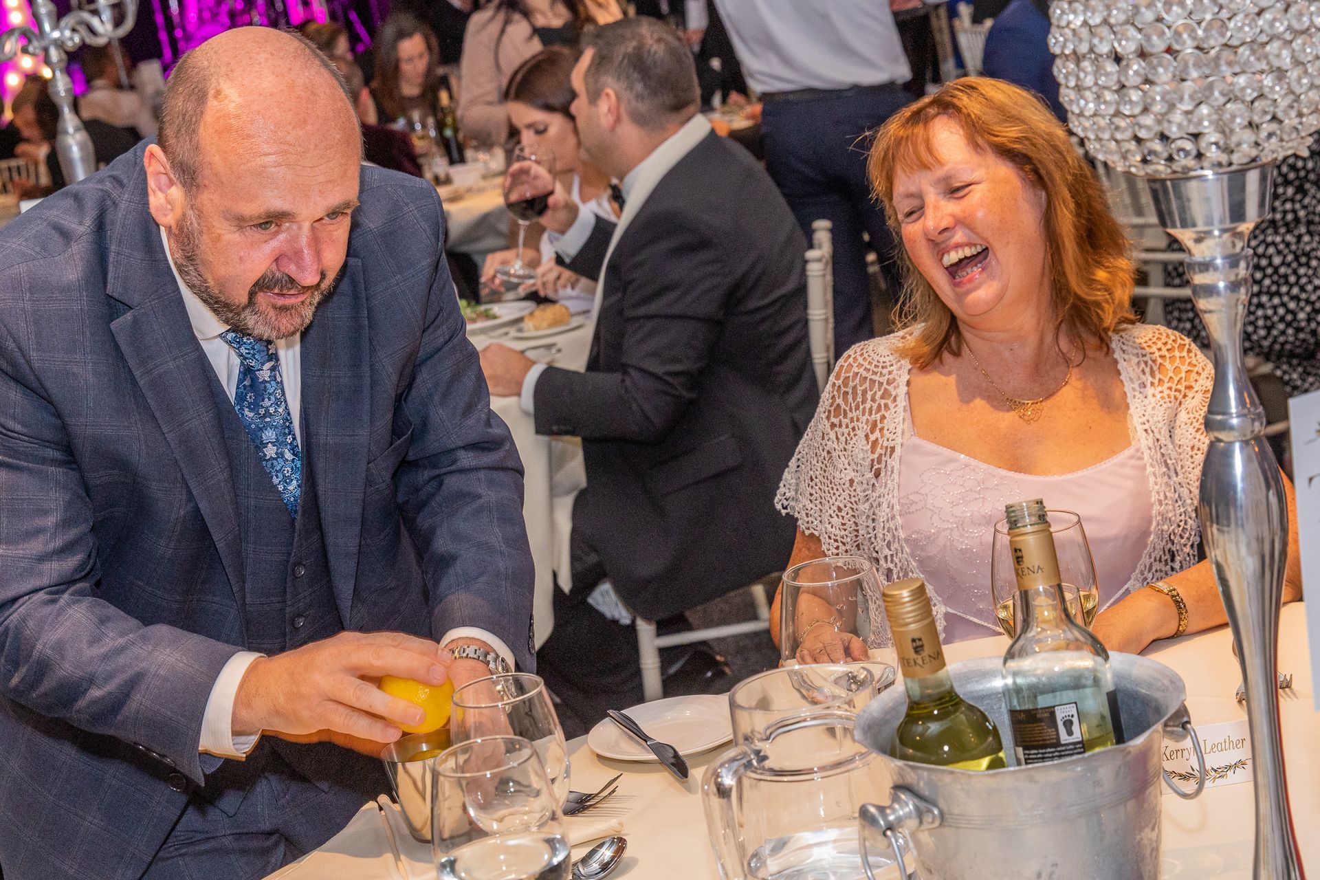 Paul Roberts presenting Magic, in between courses at a corporate dinner event.