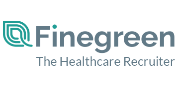 The logo for finegreen is a healthcare recruiter.