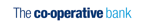 A blue and white logo for the co-operative bank